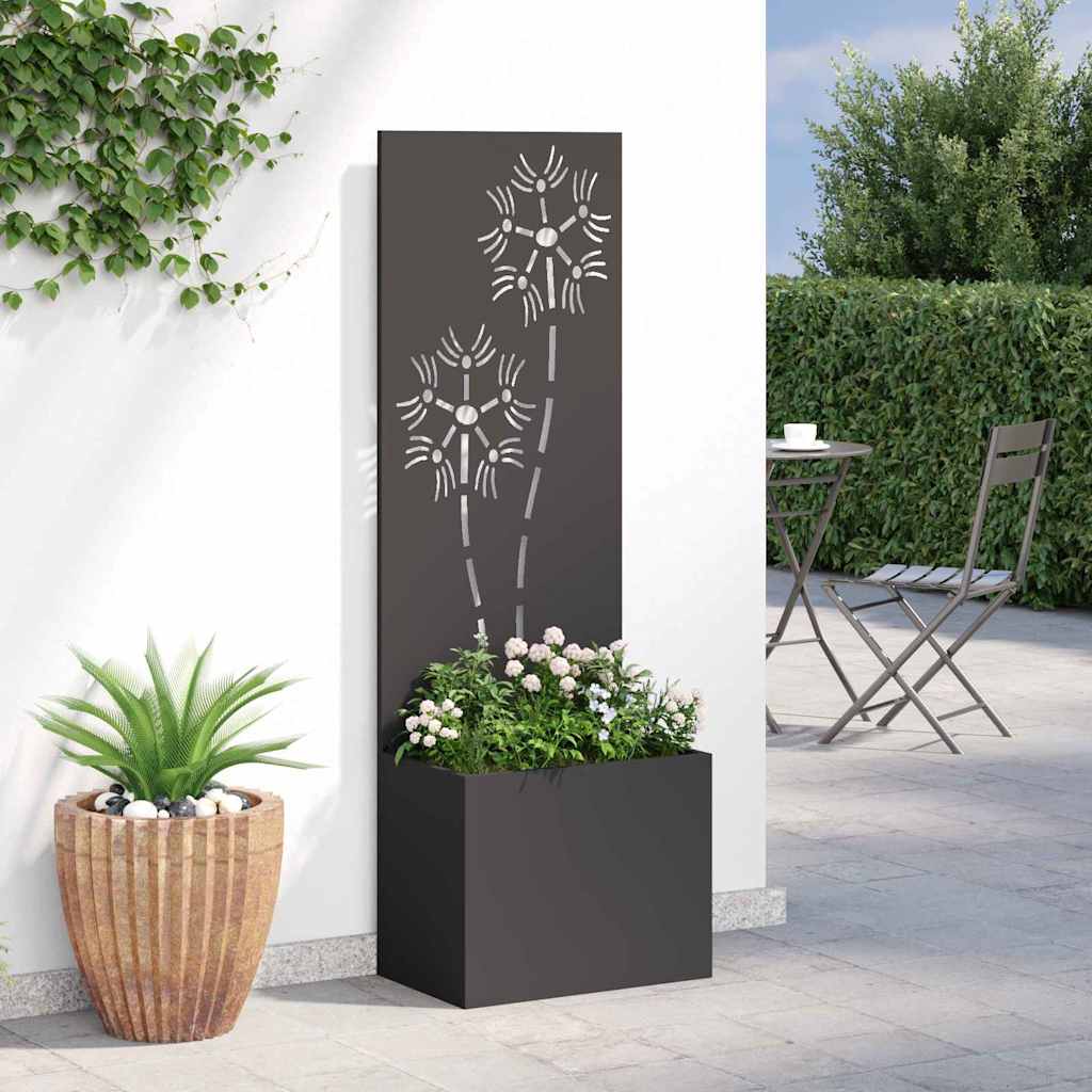 Garten Sichtschutz-Leinwand Floral Schwarz 50 x 140 cm