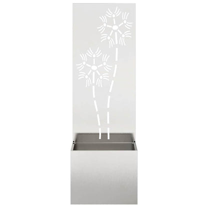 Garten Sichtschutz-Leinwand Floral Silber 50 x 140 cm Edelstahl