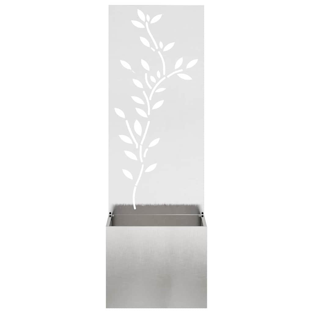 Garten Sichtschutz-Leinwand Floral Silber 50 x 140 cm Edelstahl