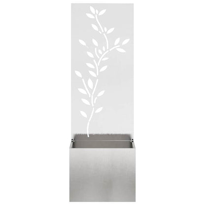 Garten Sichtschutz-Leinwand Floral Silber 50 x 140 cm Edelstahl