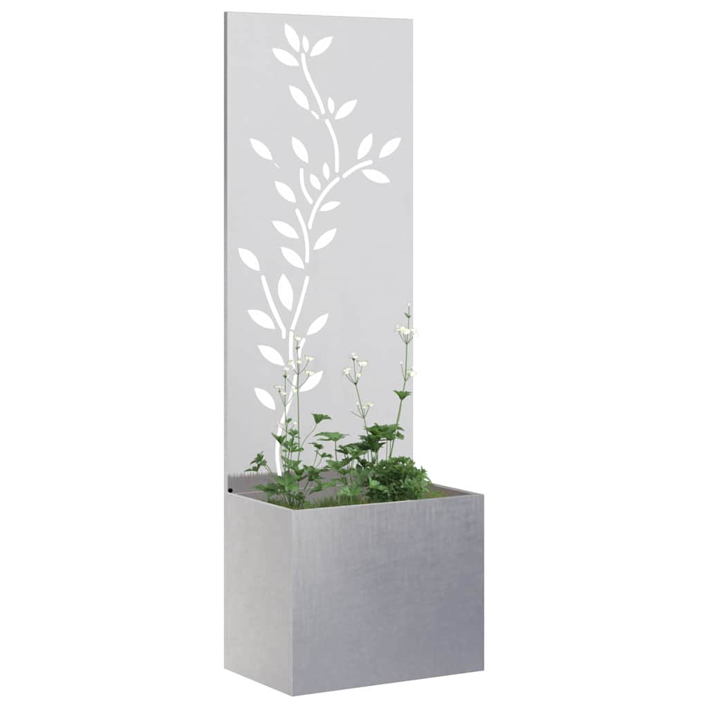 Garten Sichtschutz-Leinwand Floral Silber 50 x 140 cm Edelstahl