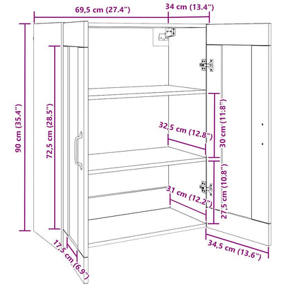 Hängeschrank Schwarz 69.5 x 34 x 90 cm Holzwerkstoff