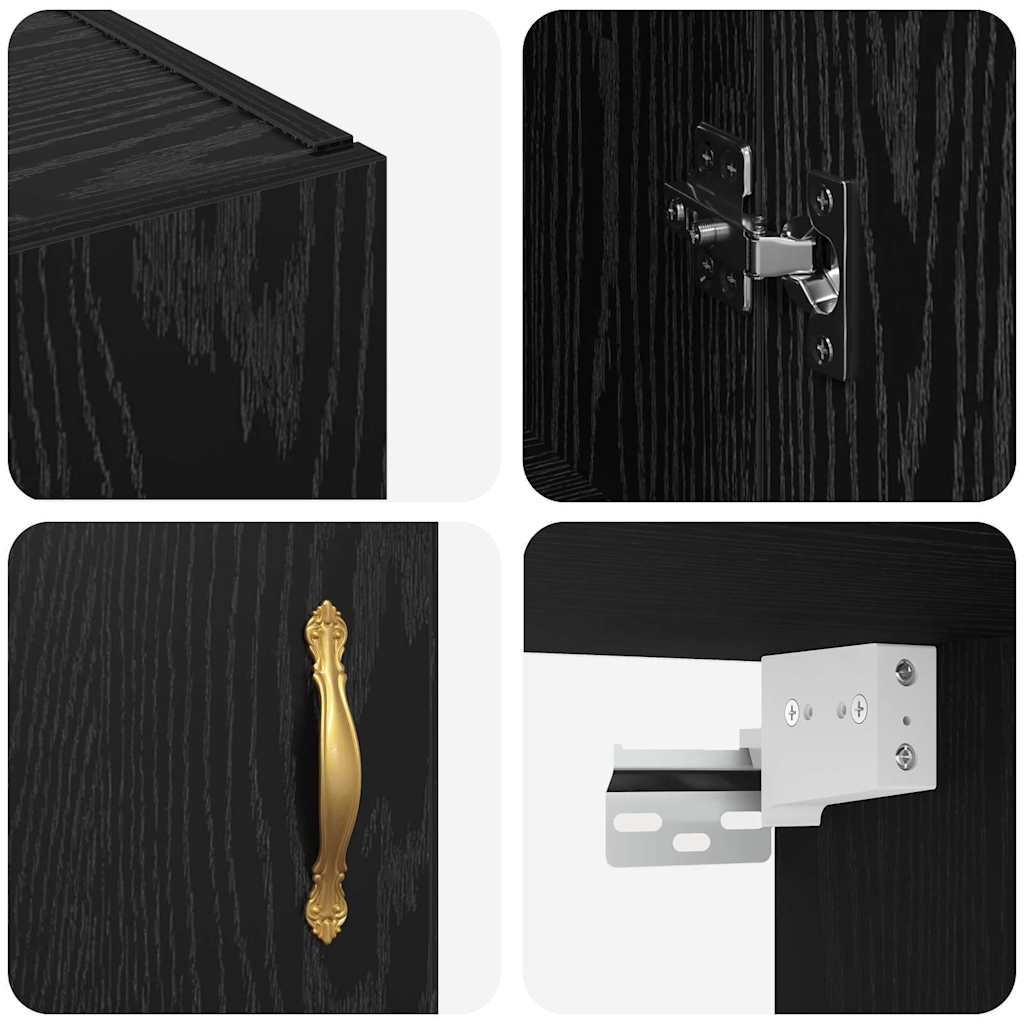 Wandschrank Schwarz Eichen-Optik 69.5 x 34 x 90 cm