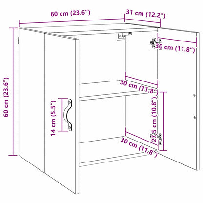 Wandschrank Schwarz Eichen-Optik 60 x 31 x 60 cm Holzwerkstoff