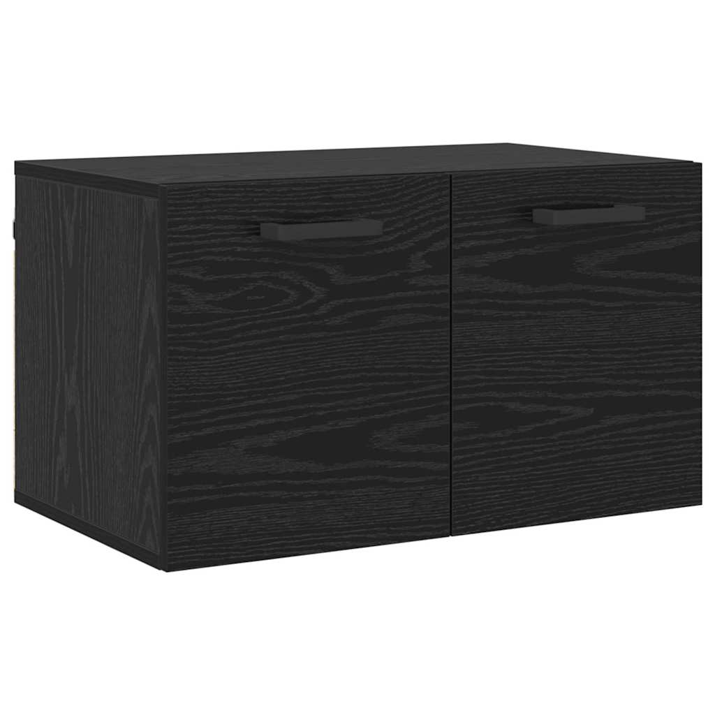 Wandschrank Wandmontiert Schwarz Eichen-Optik 60 x 36.5 x 35 cm