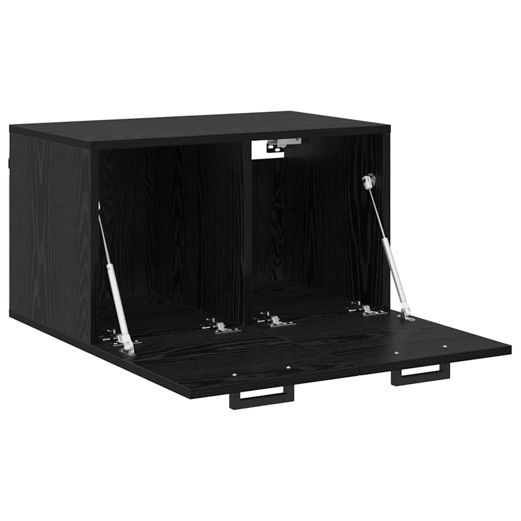 Wandschrank Wandmontiert Schwarz Eichen-Optik 60 x 36.5 x 35 cm
