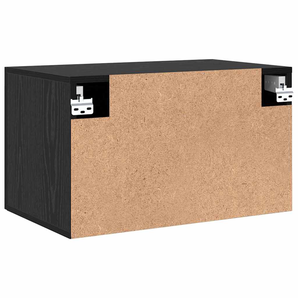 Wandschrank Wandmontiert Schwarz Eichen-Optik 60 x 36.5 x 35 cm
