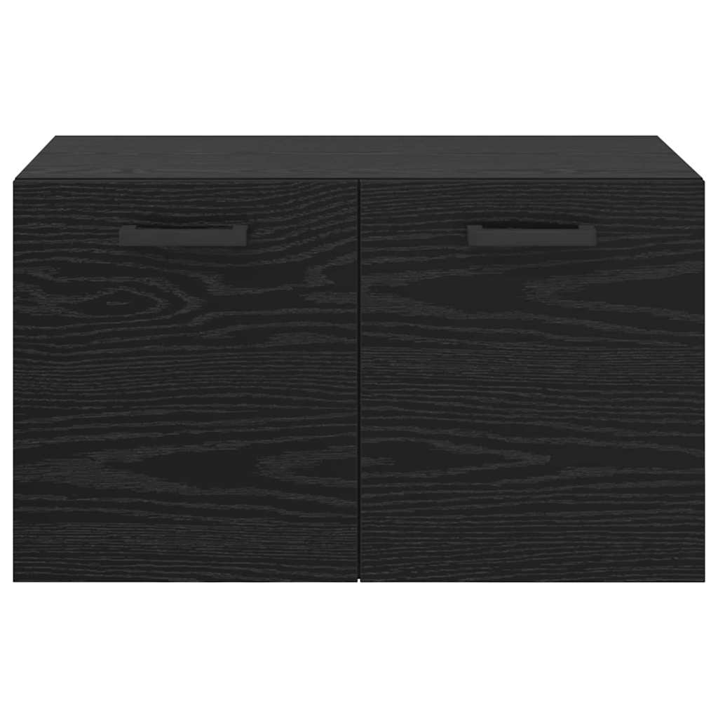 Wandschrank Wandmontiert Schwarz Eichen-Optik 60 x 36.5 x 35 cm