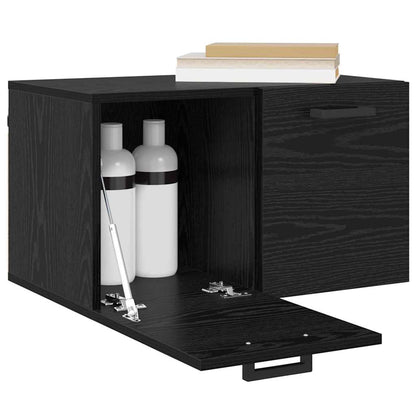 Wandschrank Wandmontiert Schwarz Eichen-Optik 60 x 36.5 x 35 cm