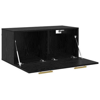 Wandschrank Wandmontiert Schwarz Eichen-Optik 80 x 36.5 x 35 cm