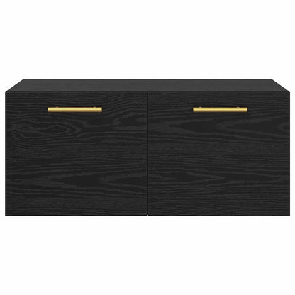 Wandschrank Wandmontiert Schwarz Eichen-Optik 80 x 36.5 x 35 cm