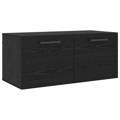Wandschrank Wandmontiert Schwarz Eichen-Optik 80 x 36.5 x 35 cm