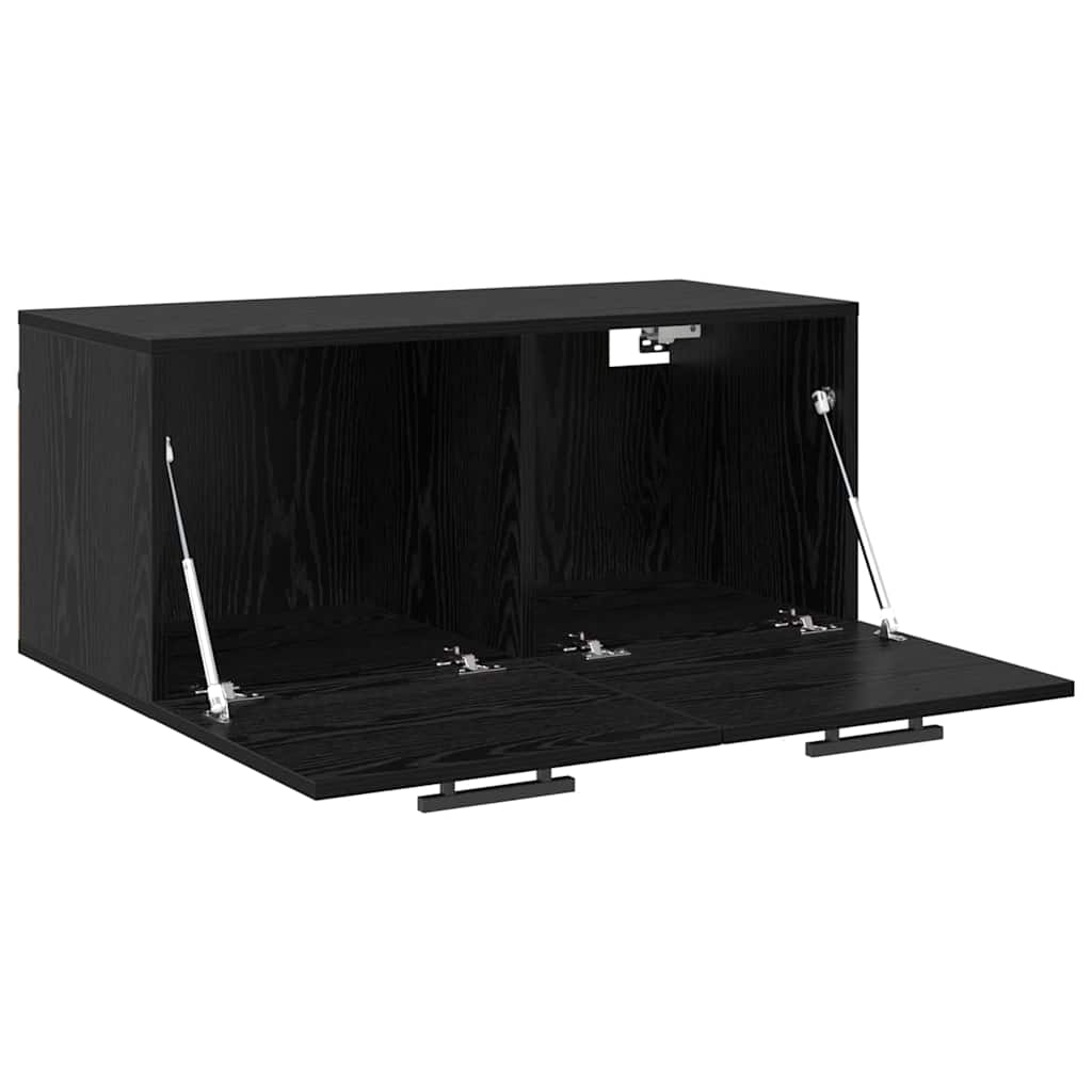 Wandschrank Wandmontiert Schwarz Eichen-Optik 80 x 36.5 x 35 cm