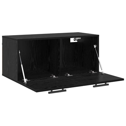 Wandschrank Wandmontiert Schwarz Eichen-Optik 80 x 36.5 x 35 cm