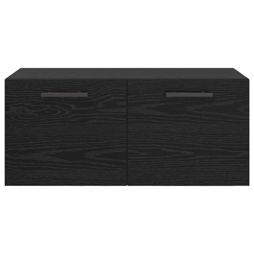 Wandschrank Wandmontiert Schwarz Eichen-Optik 80 x 36.5 x 35 cm