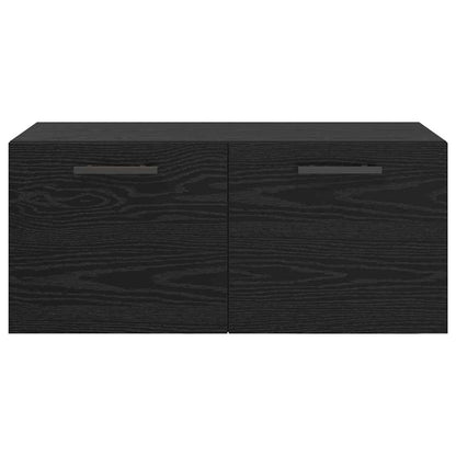 Wandschrank Wandmontiert Schwarz Eichen-Optik 80 x 36.5 x 35 cm