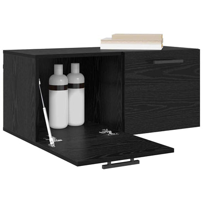 Wandschrank Wandmontiert Schwarz Eichen-Optik 80 x 36.5 x 35 cm