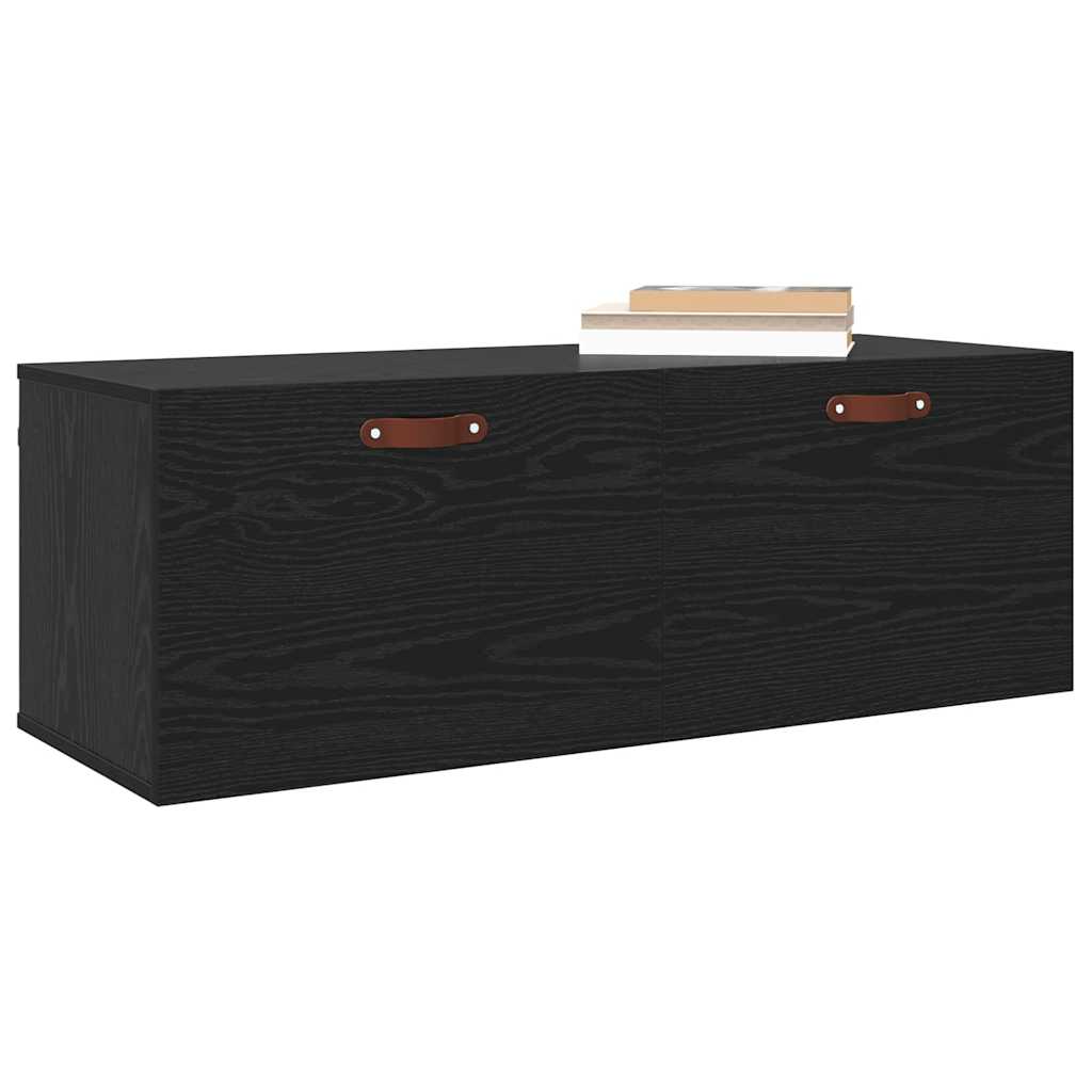 Wandschrank Schwarz Eichen-Optik 100 x 36,5 x 35 cm