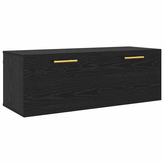 Wandschrank Schwarz Eichen-Optik 100 x 36,5 x 35 cm