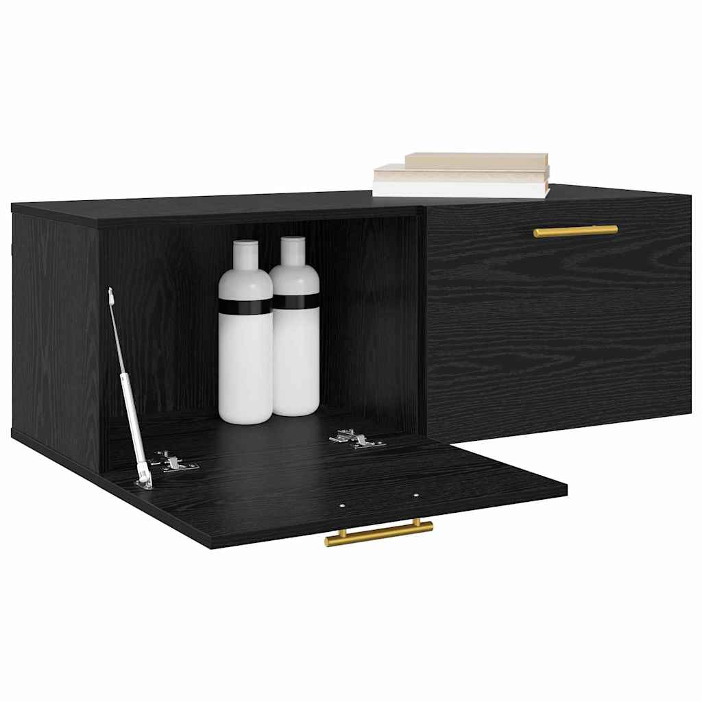 Wandschrank Schwarz Eichen-Optik 100 x 36,5 x 35 cm