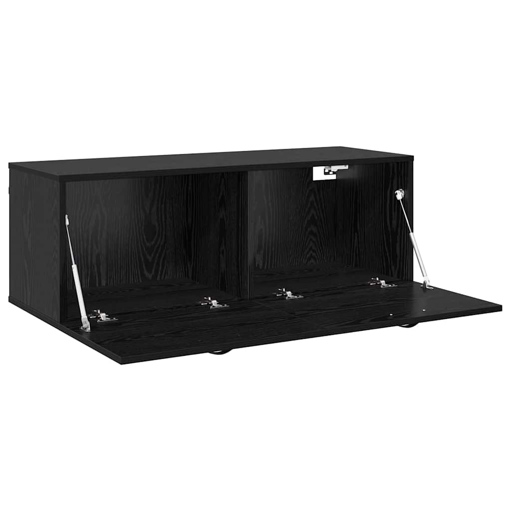Wandschrank Schwarz Eichen-Optik 100 x 36,5 x 35 cm