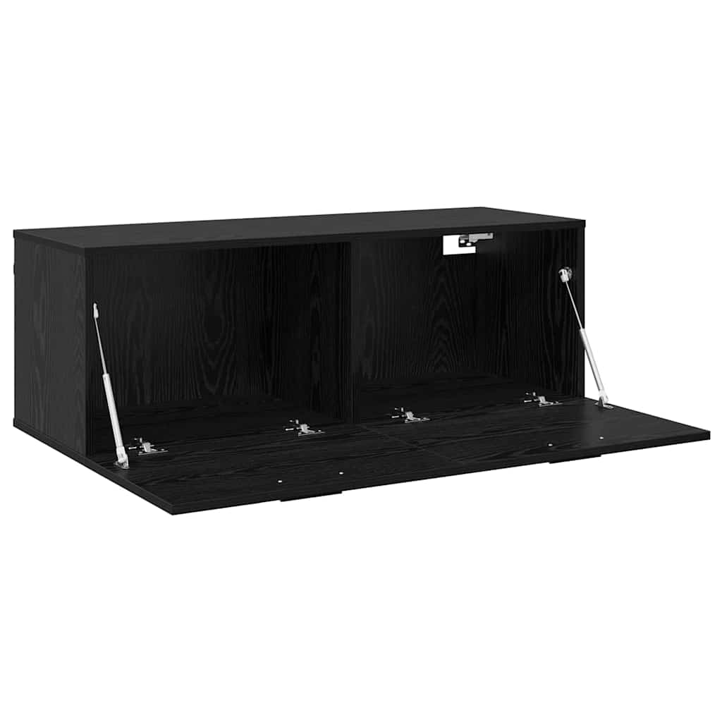 Wandschrank Schwarz Eichen-Optik 100 x 36,5 x 35 cm
