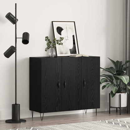 Sideboard Schwarz Eichen-Optik 90 x 34 x 80 cm Holzwerkstoff