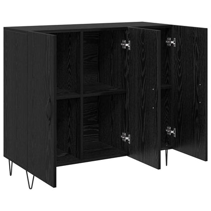Sideboard Schwarz Eichen-Optik 90 x 34 x 80 cm Holzwerkstoff