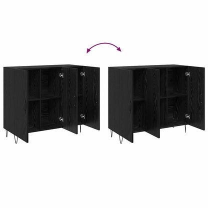 Sideboard Schwarz Eichen-Optik 90 x 34 x 80 cm Holzwerkstoff