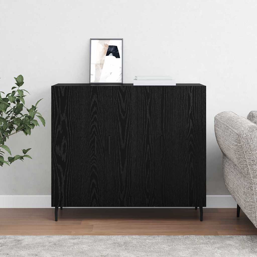Sideboard Schwarz 90 x 34 x 80 cm Holzwerkstoff