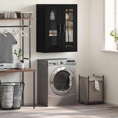 Wandschrank Wandmontiert Schwarz Eichen-Optik 69.5 x 34 x 90 cm