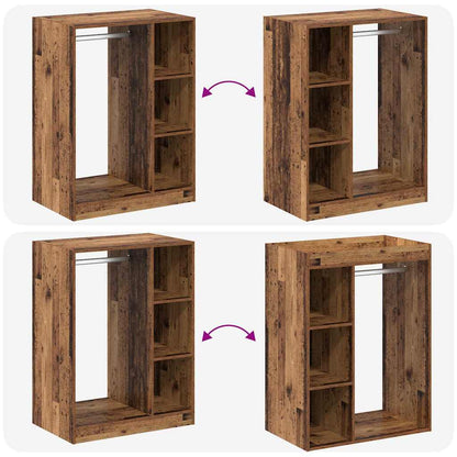 Kleiderschrank mit Regal Altholz 77 x 48 x 102 cm Holzwerkstoff