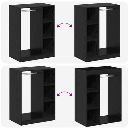 Kleiderschrank mit Regal Schwarz Eichen-Optik 77 x 48 x 102 cm