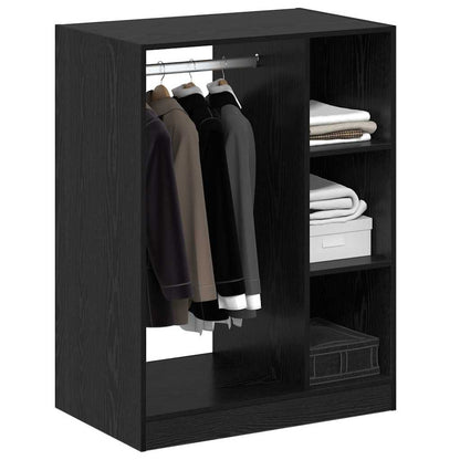 Kleiderschrank mit Regal Schwarz Eichen-Optik 77 x 48 x 102 cm