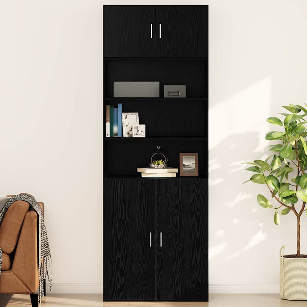 Wandschrank Wandmontiert Schwarz Eichen-Optik 80 x 42,5 x 40 cm