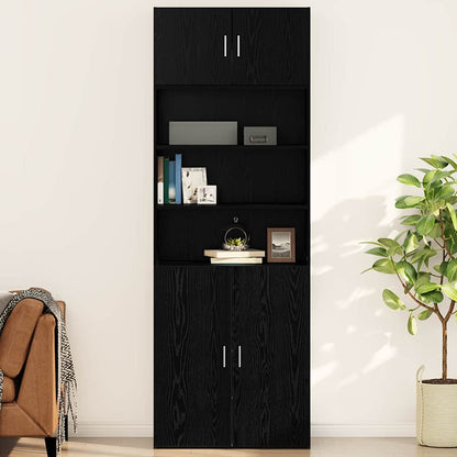 Wandschrank Wandmontiert Schwarz Eichen-Optik 80 x 42,5 x 40 cm