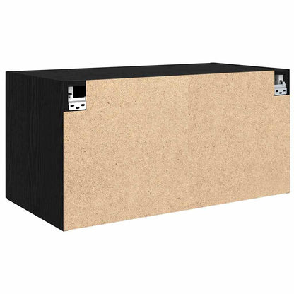 Wandschrank Wandmontiert Schwarz Eichen-Optik 80 x 42,5 x 40 cm