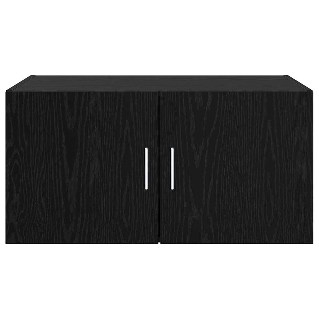 Wandschrank Wandmontiert Schwarz Eichen-Optik 80 x 42,5 x 40 cm