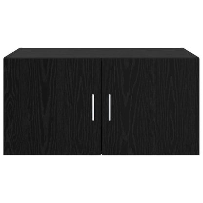 Wandschrank Wandmontiert Schwarz Eichen-Optik 80 x 42,5 x 40 cm