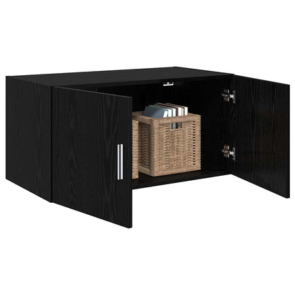 Wandschrank Wandmontiert Schwarz Eichen-Optik 80 x 42,5 x 40 cm