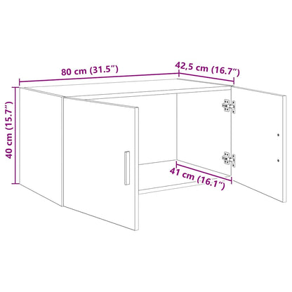 Wandschrank Wandmontiert Schwarz Eichen-Optik 80 x 42,5 x 40 cm