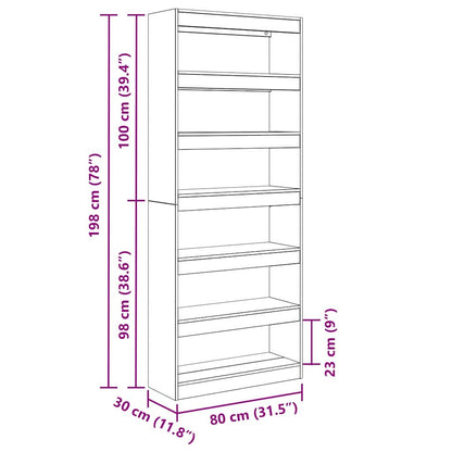 Bücherregal Grau Sonoma 80 x 30 x 198 cm Holzwerkstoff