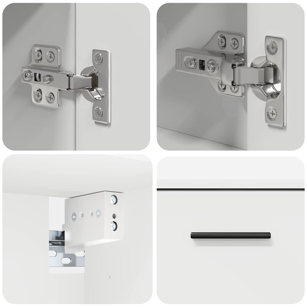 Badezimmermöbel-Set mit Regal 2 pcs Weiß Sperrholz und Metall