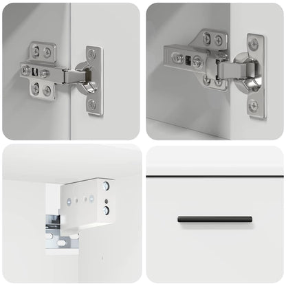 Badezimmermöbel-Set mit Regal 2 pcs Weiß Sperrholz und Metall