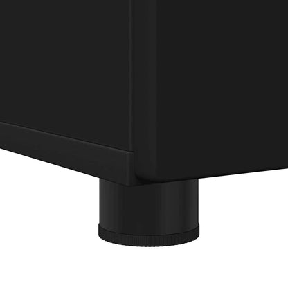 Badezimmermöbel-Set mit Tür 3 pcs Schwarz Sperrholz und Metall