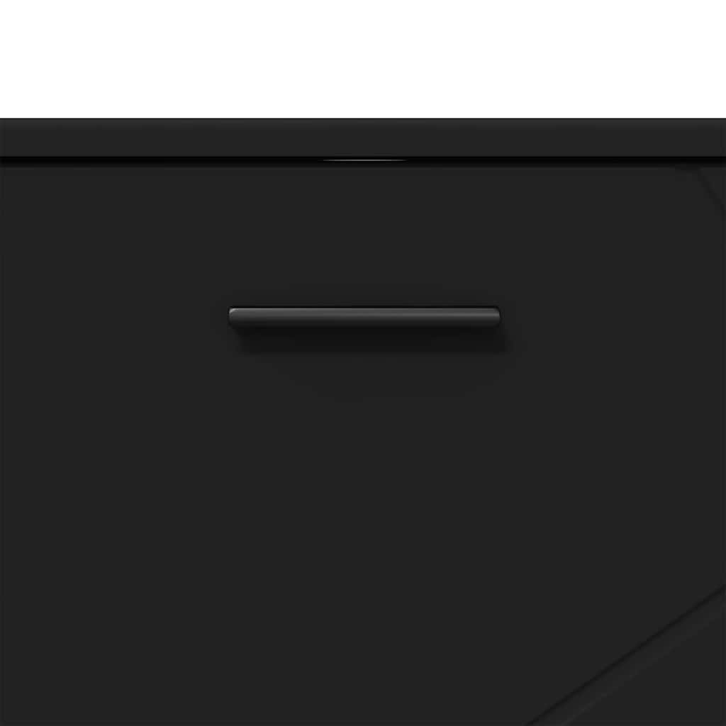 Badezimmermöbel-Set mit Tür 3 pcs Schwarz Sperrholz und Metall