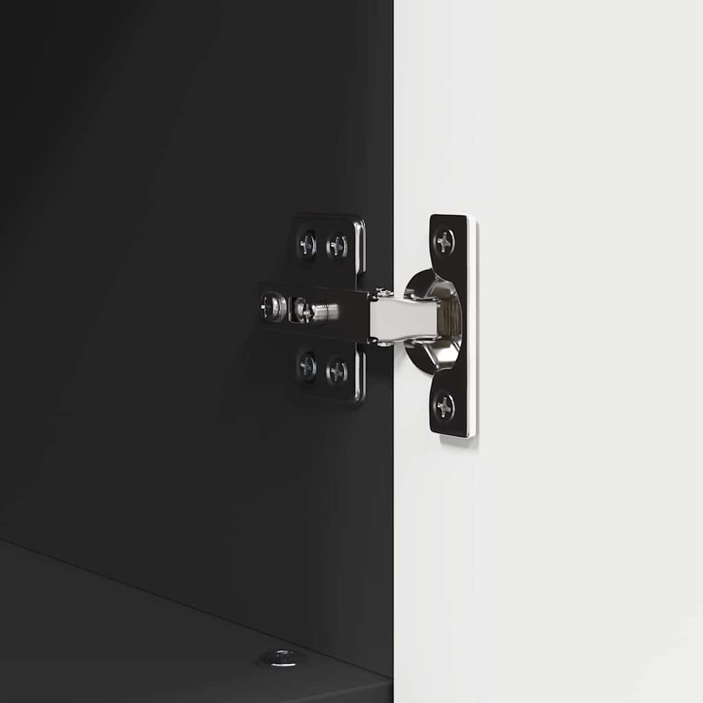 Badezimmermöbel-Set mit Tür 3 pcs Schwarz Sperrholz und Metall