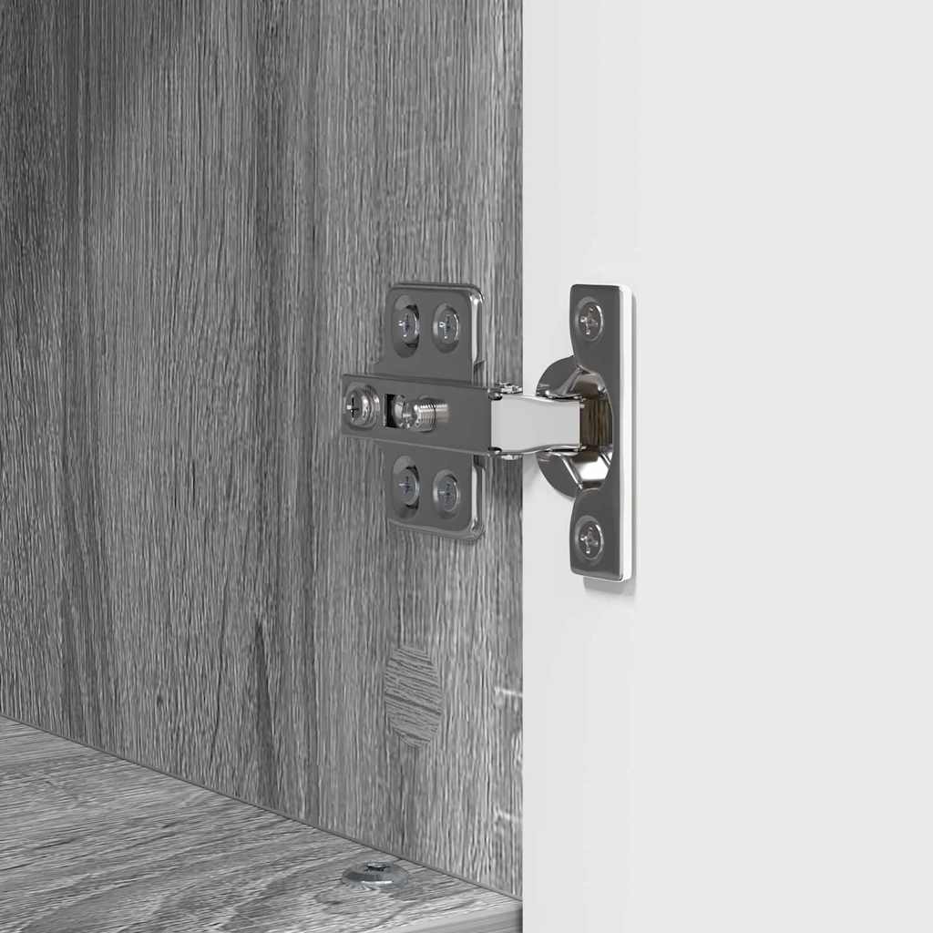 Badezimmermöbel-Set 3 pcs Graues Sonoma Sperrholz und Metall