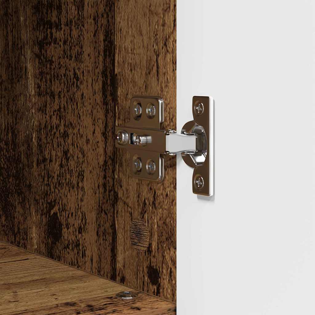 Badezimmermöbel-Set mit Tür 3 pcs Altholz Sperrholz und Metall