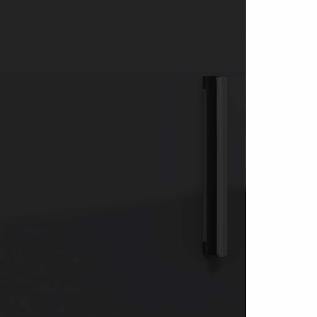 Badezimmermöbel-Set mit Tür 3 pcs Schwarz Sperrholz und Metall